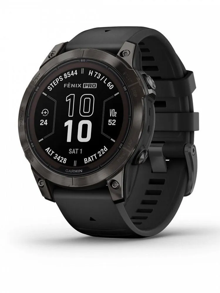 картинка Смарт-часы Garmin Fenix 7 PRO Sapphire Solar титановый угольно-серый DLC с черным ремешком (010-02777-11) от магазина КомпьютерЦентр