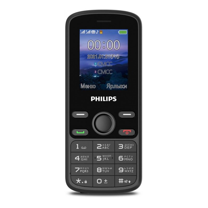 картинка Телефон мобильный Philips Xenium E111 32Mb Black от магазина КомпьютерЦентр