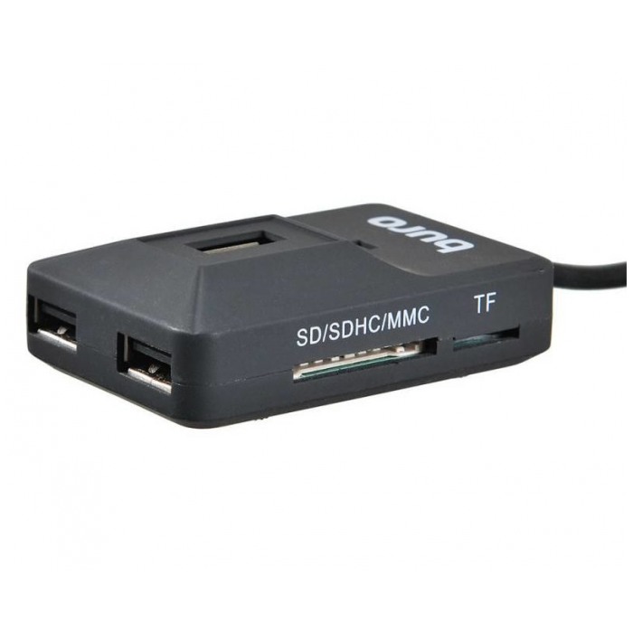 картинка Картридер внешний Buro + HUB USB2.0 BU-CR/ HUB3-U2.0-0688 Black (BU-CR/HUB3-U2.0-0688) от магазина КомпьютерЦентр