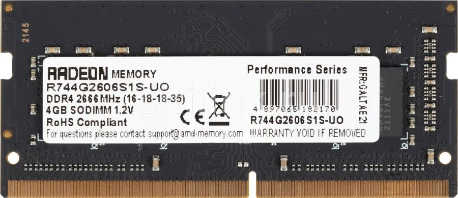 картинка SO-DIMM DDR4 4Gb 2666MHz PC4-21300 AMD (R744G2606S1S-UO) от магазина КомпьютерЦентр
