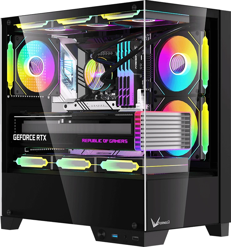 картинка Корпус Formula Crystal Z1M Plus FR, черный, без БП, mATX, PSU CRYSTAL Z1M + FR от магазина КомпьютерЦентр