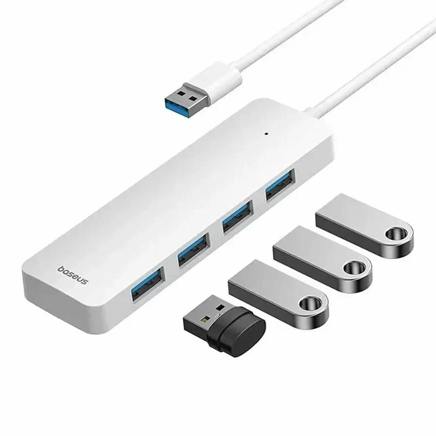 картинка HUB 4-port Baseus UltraJoy Series Moon White B0005280B211-00 от магазина КомпьютерЦентр