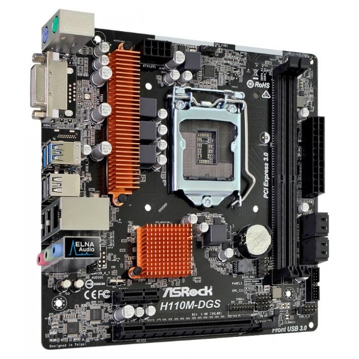 картинка Материнская плата ASRock H110M-DGS R3.0 (H110M-DGS R3.0) от магазина КомпьютерЦентр