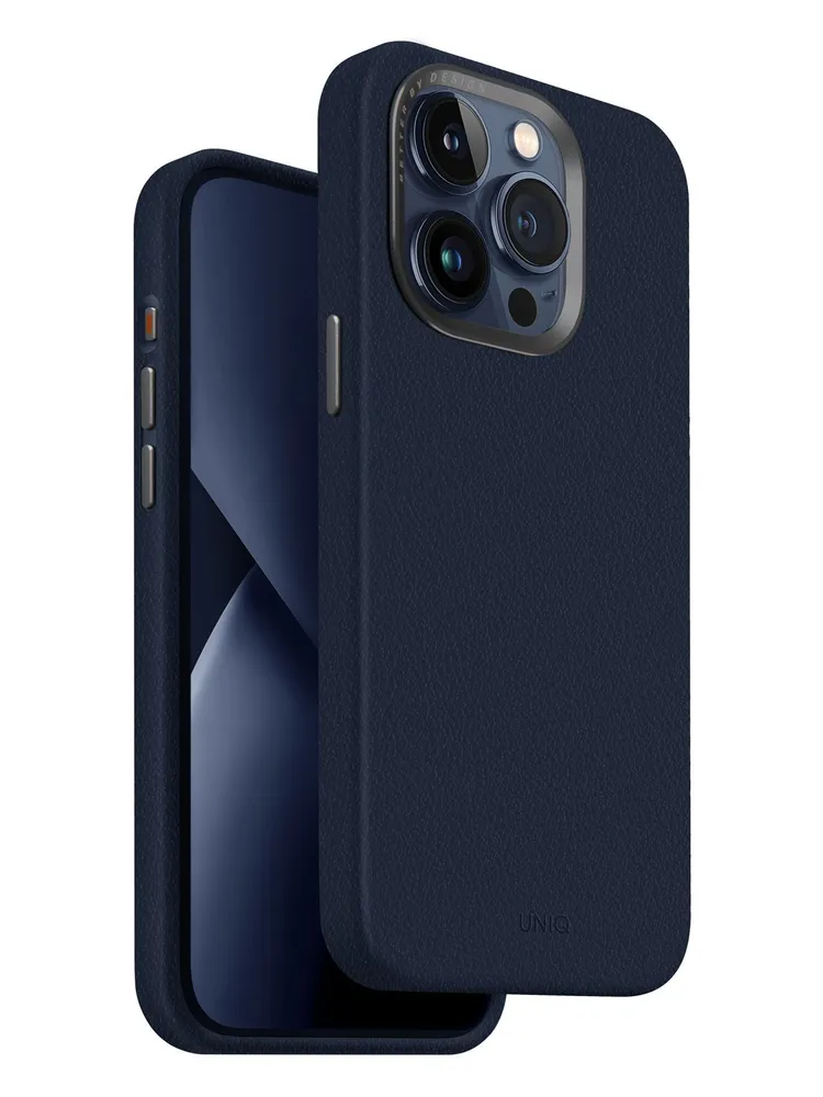 картинка Чехол из искусственной кожи Uniq HYBRID LYDEN (MagSafe) для iPhone 15 Pro 6.1'', синий (Blue) IP6.1P(2023)-LYDMBLU от магазина КомпьютерЦентр