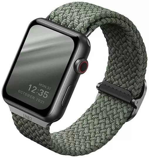 картинка Плетеный ремень Uniq ASPEN для Apple Watch 49/ 45/ 44/ 42, цвет зеленый (44MM-ASPGRN) от магазина КомпьютерЦентр