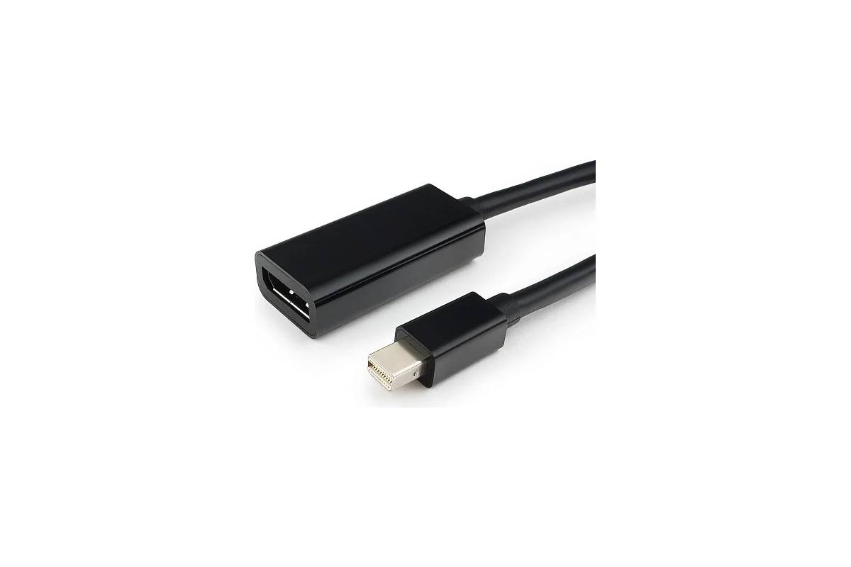 картинка Переходник miniDisplayPort - DisplayPort, Cablexpert A-mDPM-DPF-001, 20M/ 20F, длина 16см, черный, пакет от магазина КомпьютерЦентр
