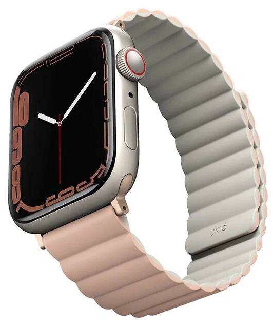 картинка Ремень силиконовый Uniq REVIX для Apple Watch 41/ 40/ 38, цвет розовый/ бежевый (41MM-REVPNKBEG) от магазина КомпьютерЦентр