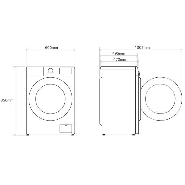 картинка Стирально-сушильная машина LG F2V9GC9W фронтальная, стирка 8,5кг, сушка 5кг, 1200об/ мин, пар, инвертор, 60см x 85см x 49см белый,чёрный,дисплей от магазина КомпьютерЦентр