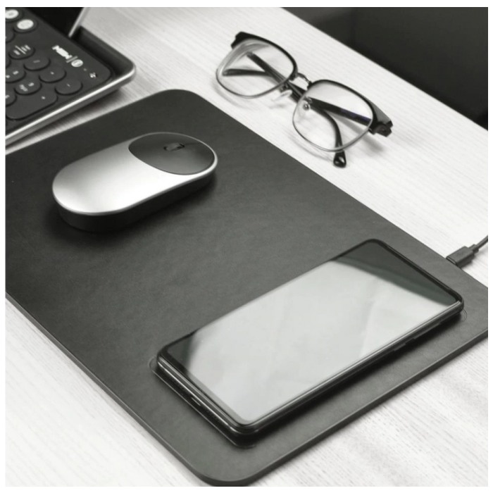 картинка Коврик для мыши Xiaomi MiiiW Rice Wireless Charging Mouse Pad Black (MWWCP01) от магазина КомпьютерЦентр