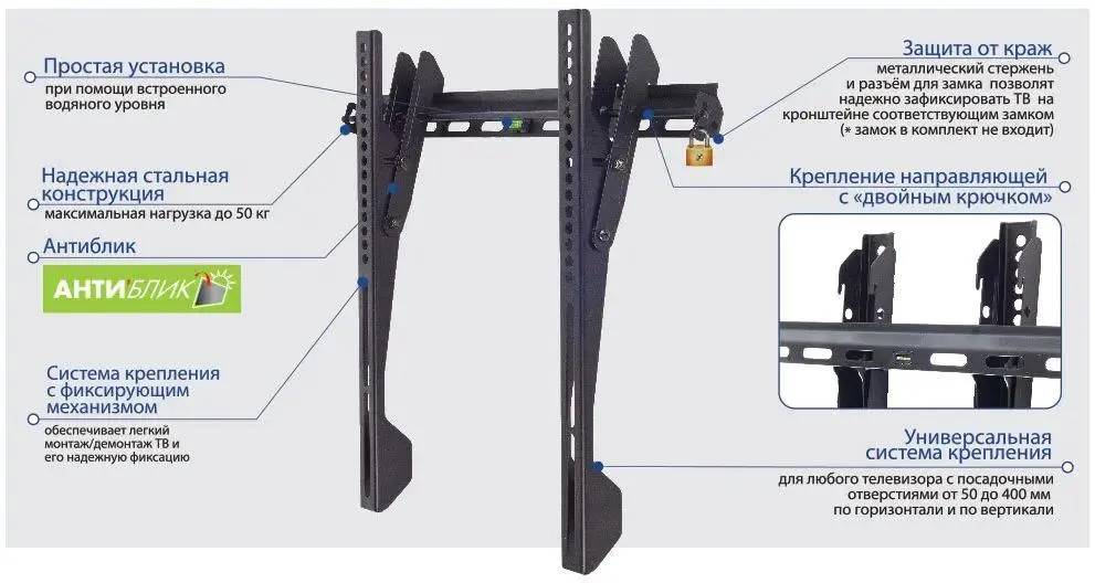 картинка Крепление Kromax VEGA-12 черный 22''-65'', настенный, наклон от магазина КомпьютерЦентр