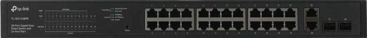 картинка Switch 28-port TP-Link TL-SG1428PE 26x1Гбит/ с 2SFP 24PoE+ 250W Easy Smart Switch управляемый от магазина КомпьютерЦентр