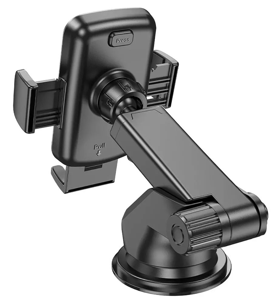 картинка Автодержатель Hoco CA95 Polaris push-type telescopic suction cup car holder black от магазина КомпьютерЦентр