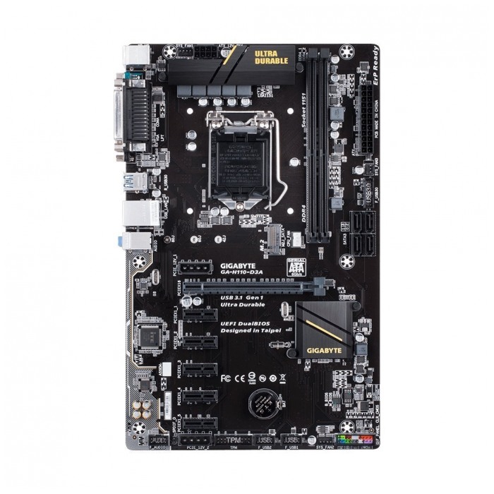 картинка Материнская плата Gigabyte GA-H110-D3A S1151 (GA-H110-D3A) от магазина КомпьютерЦентр