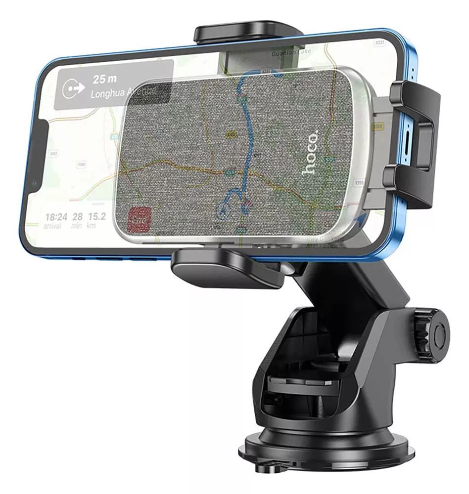 картинка Автодержатель Hoco CA95 Polaris push-type telescopic suction cup car holder black от магазина КомпьютерЦентр