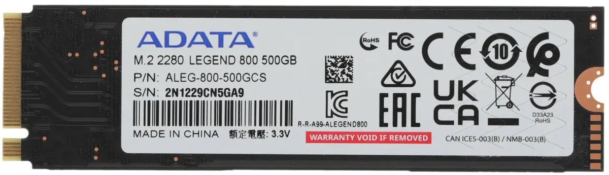 картинка SSD накопитель 500 Гб AData Legend 800 M.2 2280 (ALEG-800-500GCS) от магазина КомпьютерЦентр
