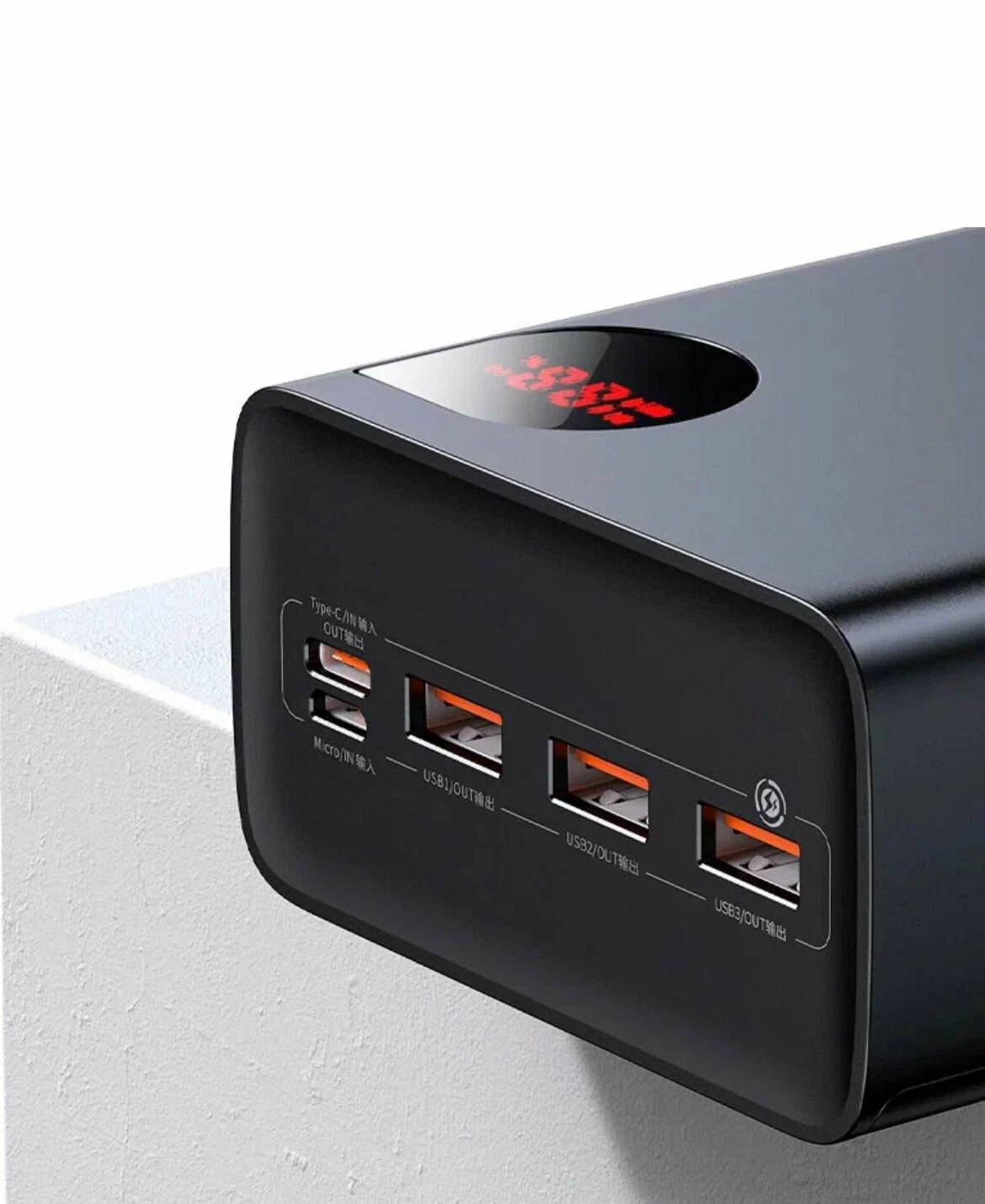 картинка Внешний аккумулятор Baseus Adaman Digital Display Fast Charge 40000mAh 22.5W Black (Cable USB to Type-C) от магазина КомпьютерЦентр
