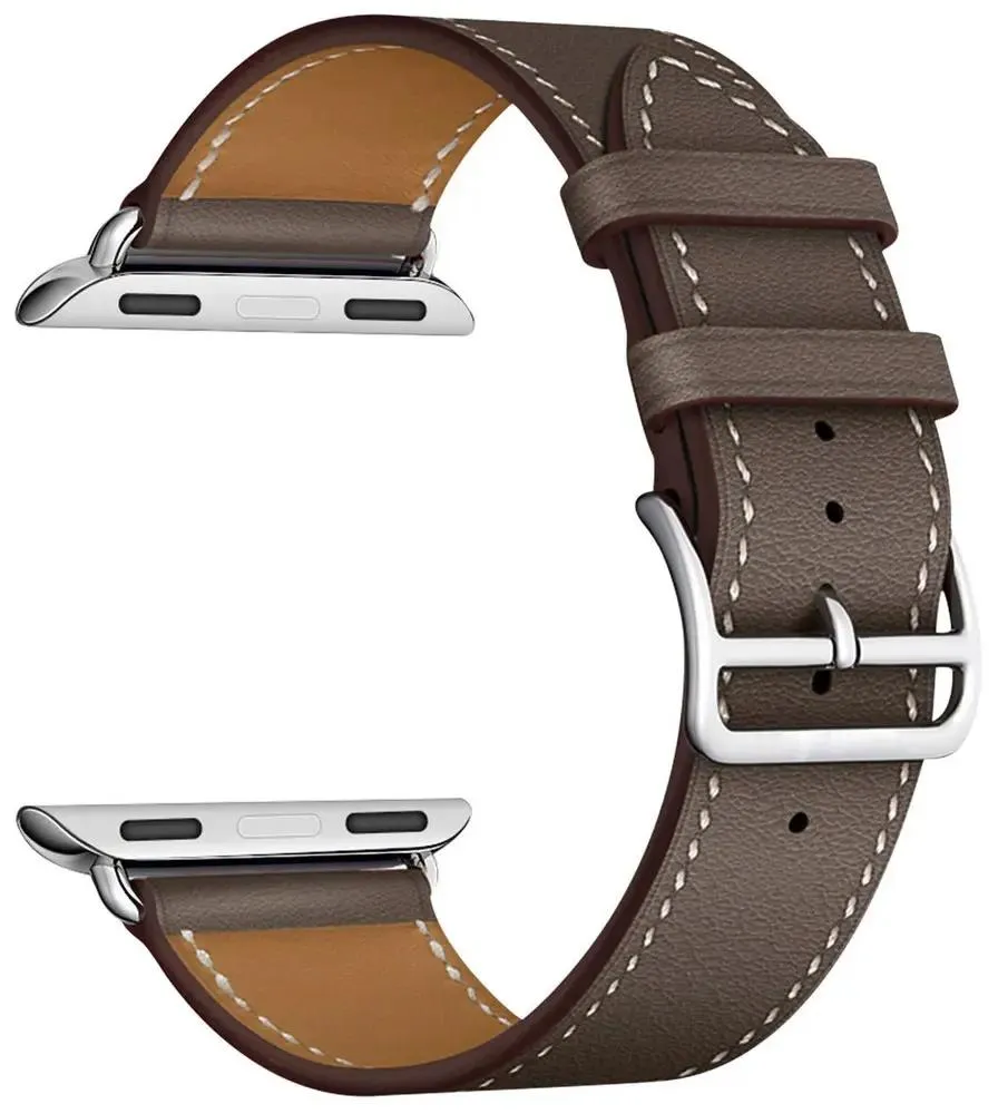 картинка Кожаный ремешок для Apple Watch 42/ 44/ 45/ 49 mm LYAMBDA MINKAR LWA-02-44-GR, серый от магазина КомпьютерЦентр