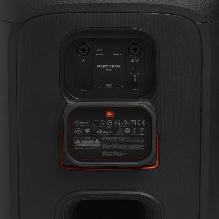 картинка Акустика JBL Party Box 520 Black 400W BT 5.4/ 3.5 Jack /  USB/  IPX4/  4584mAh (JBLPARTYBOX520EU) от магазина КомпьютерЦентр