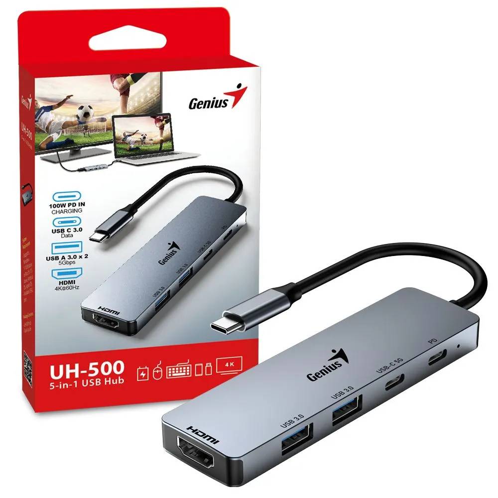 картинка HUB 4-port Genius UH-500 Gray (31240003400) от магазина КомпьютерЦентр