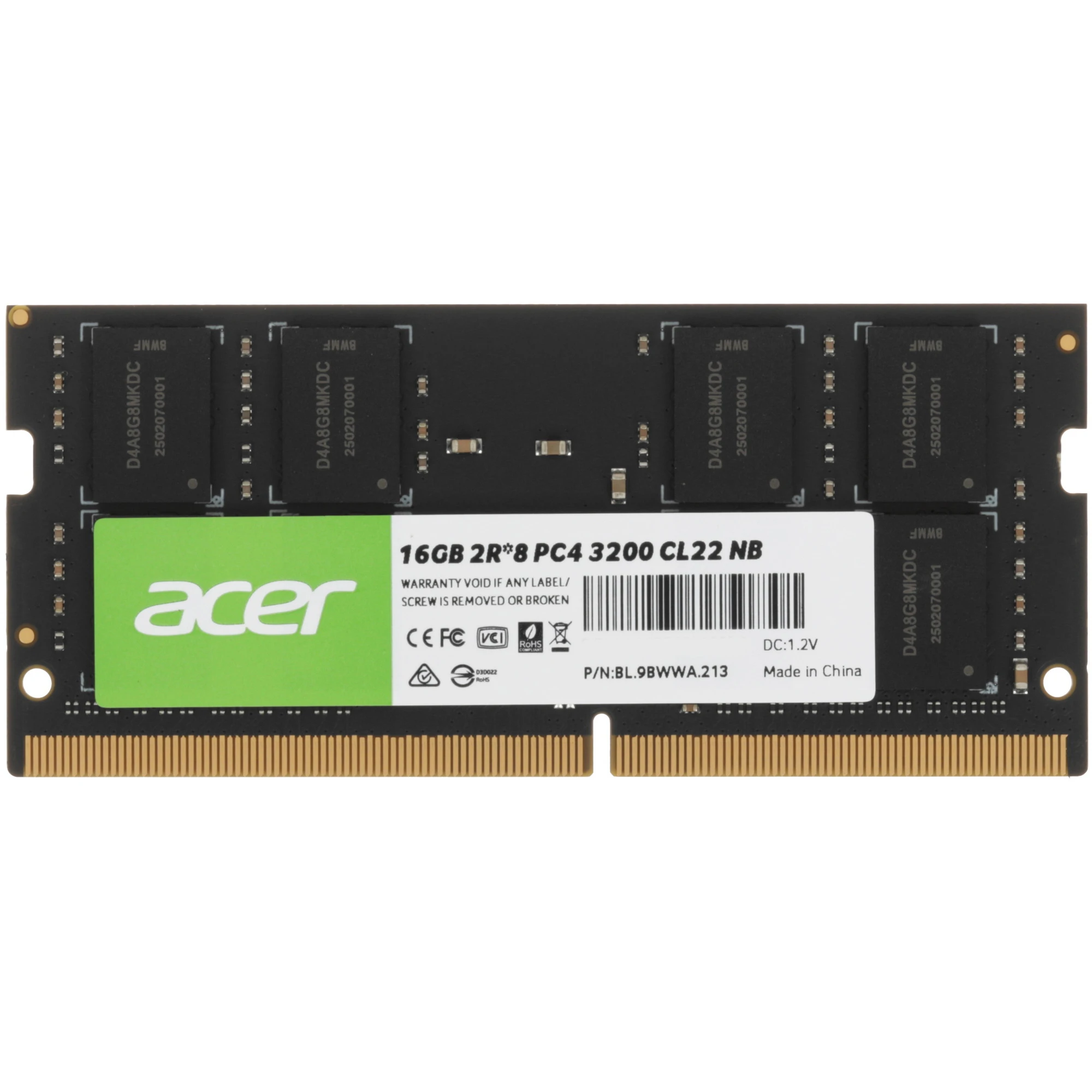 картинка SO-DIMM DDR4 16Gb 3200MHz PC4-25600 Acer (BL.9BWWA.213) от магазина КомпьютерЦентр