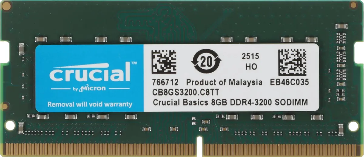 картинка SO-DIMM DDR4 8Gb 3200MHz PC4-25600 Crucial CL22 1.2V (CB8GS3200) от магазина КомпьютерЦентр