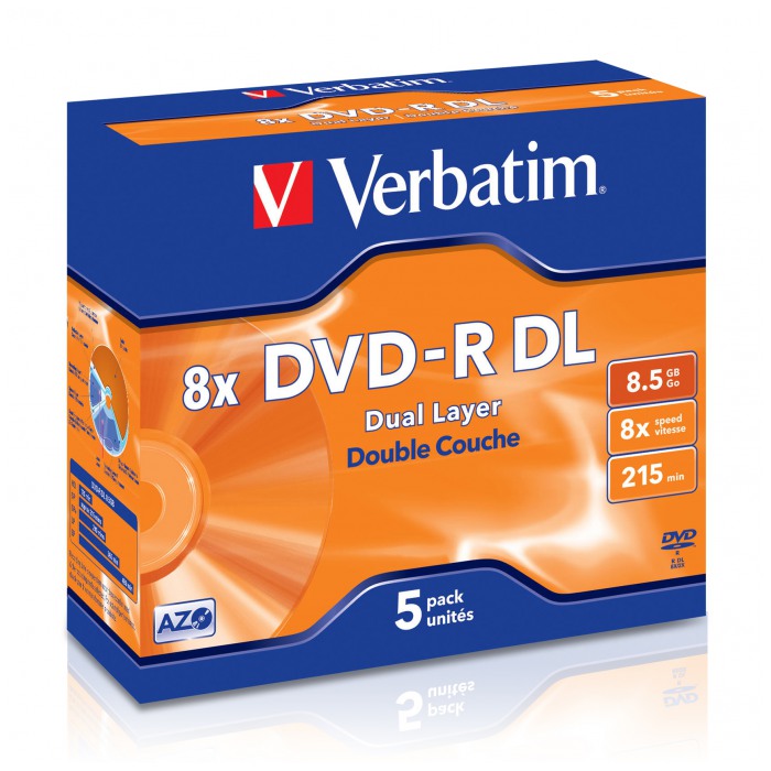 картинка Диск Verbatim DVD-R DL 8,5Gb 8x Slim Color от магазина КомпьютерЦентр