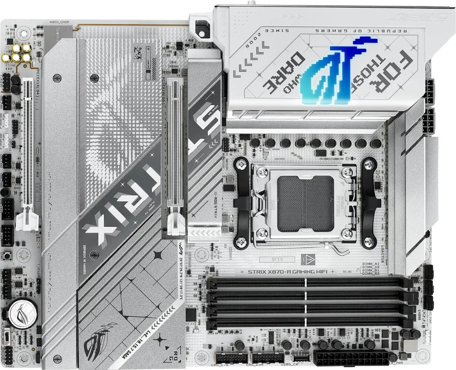 картинка Материнская плата ASUS ROG STRIX X870-A GAMING WIFI, AM5, AMD X870, 4*DDR5, 2*SATA, 4*M.2, DP+HDMI, 7.1, ATX от магазина КомпьютерЦентр