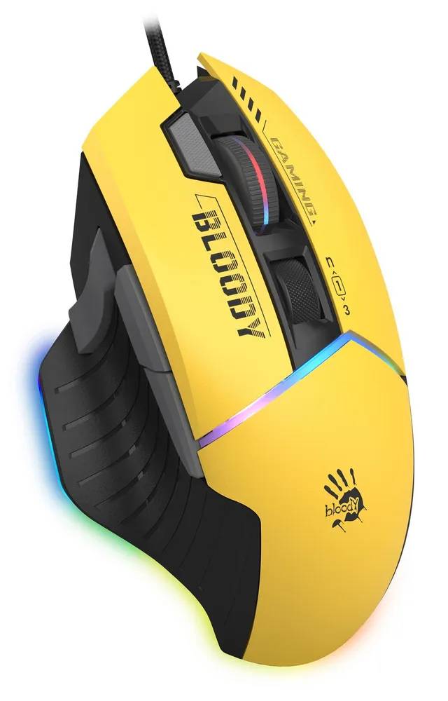 картинка Мышка A4Tech Bloody W95 Max Sports, проводная USB, желтый/ черный от магазина КомпьютерЦентр