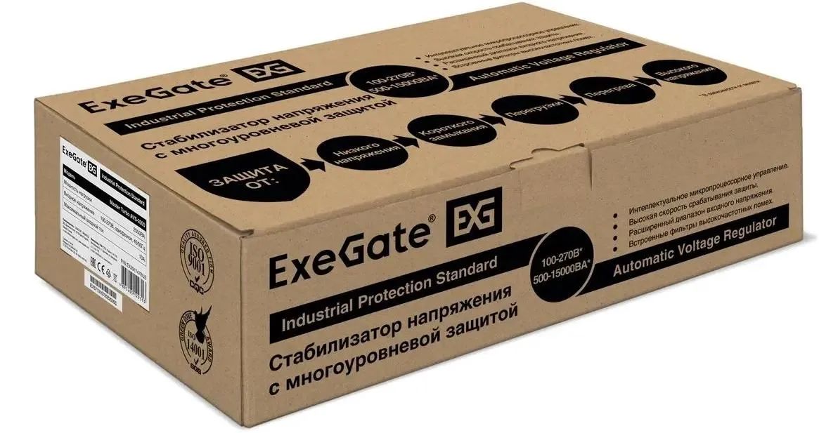 картинка Стабилизатор напряжения ExeGate Master Turbo AVS-2000 (EX291747RUS) 2000ВА, 100-265В, цифр. индикация вход/ вых. напр-я, 220В±8%, КПД 98%, 5 ур защ, задержка, усилен, метал.корпус, евророз от магазина КомпьютерЦентр