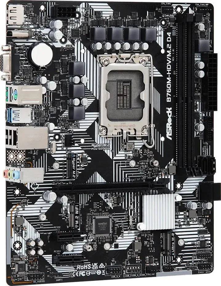 картинка Материнская плата Asrock B760M-HDV/ M.2 D4 Soc-1700 Intel B760 2xDDR4 mATX от магазина КомпьютерЦентр