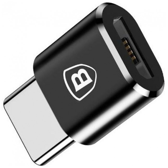 картинка Переходник Baseus OTG Mini Micro Female To Type-C Male Adapter 2.4A Black (CAMOTG-01) от магазина КомпьютерЦентр