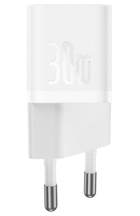 картинка СЗУ Baseus GaN5 Fast Charger(mini) 1C 30W EU Moon White (With Cable Type-C to Type-C 100W) от магазина КомпьютерЦентр