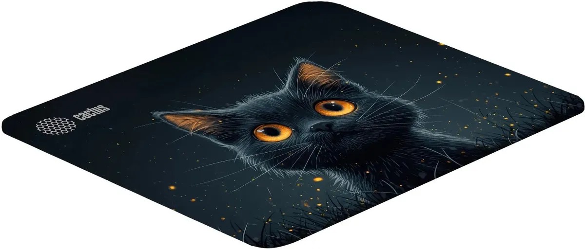 картинка Коврик для мышки Cactus Black Cat 250x200x3мм (CS-MPC-D09S) от магазина КомпьютерЦентр