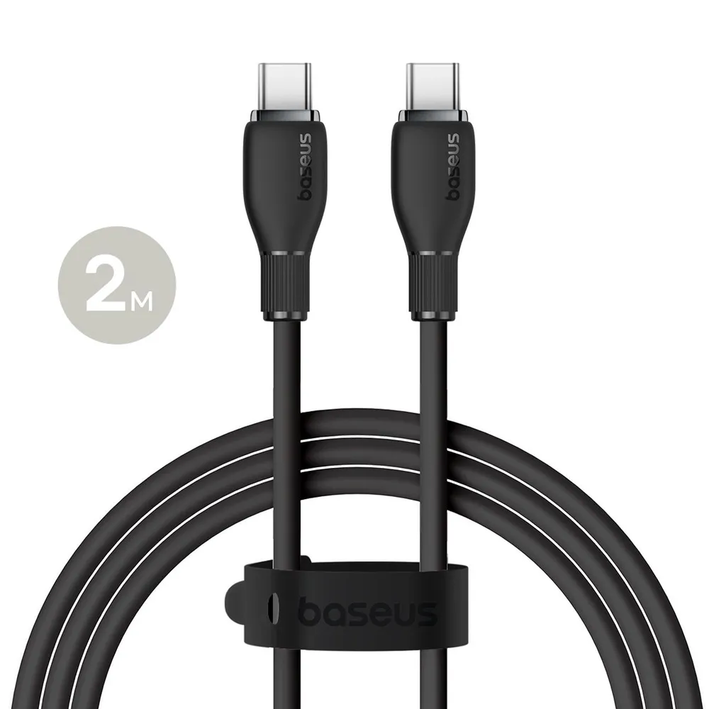 картинка Кабель Baseus Pudding Series Fast Charging Cable Type-C to Type-C 100W 2m Cluster Black от магазина КомпьютерЦентр