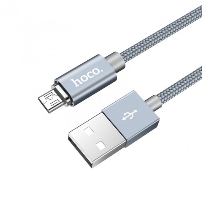 картинка Дата-кабель HOCO Data Cable Micro USB Magnetic adsorption 2A 100cm Metal Gray (U40A MicroUSB) от магазина КомпьютерЦентр