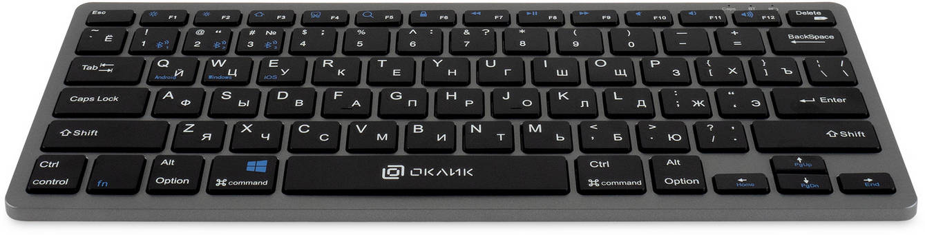 картинка Клавиатура Oklick 835S серый/ черный, беспроводная, slim, Multimedia (1696467) от магазина КомпьютерЦентр