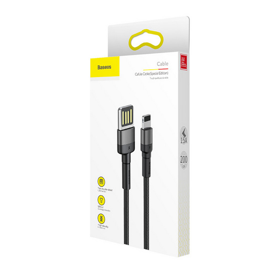картинка Кабель Baseus Cafule Cable (special edition) USB For iP 1.5A 2M Grey+ Black от магазина КомпьютерЦентр