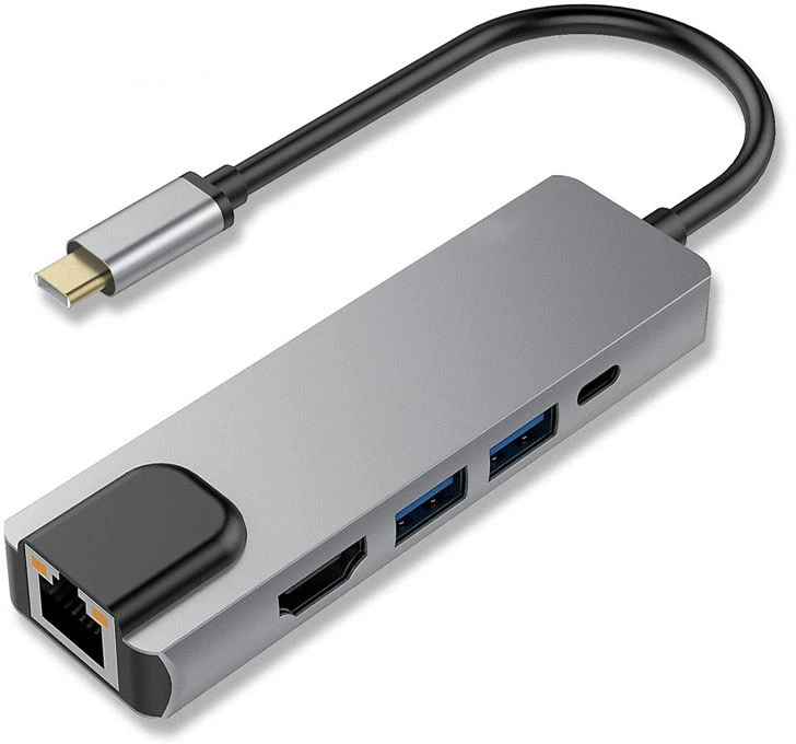 картинка HUB 4-port Bion (BXP-A-USBC-MULTI-03) USB Type-C - USB Type-C/ 2*USB-A 3.0/ HDMI/ RJ-45 1000мб/ с, 60W, алюминиевый корпус, длинна кабеля 10 см от магазина КомпьютерЦентр