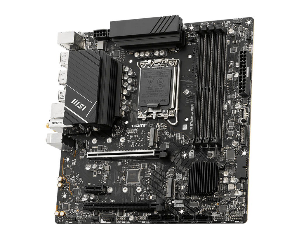 картинка Материнская плата MSI LGA1700 B760 PRO B760M-A WIFI 4xDDR5 mATX от магазина КомпьютерЦентр