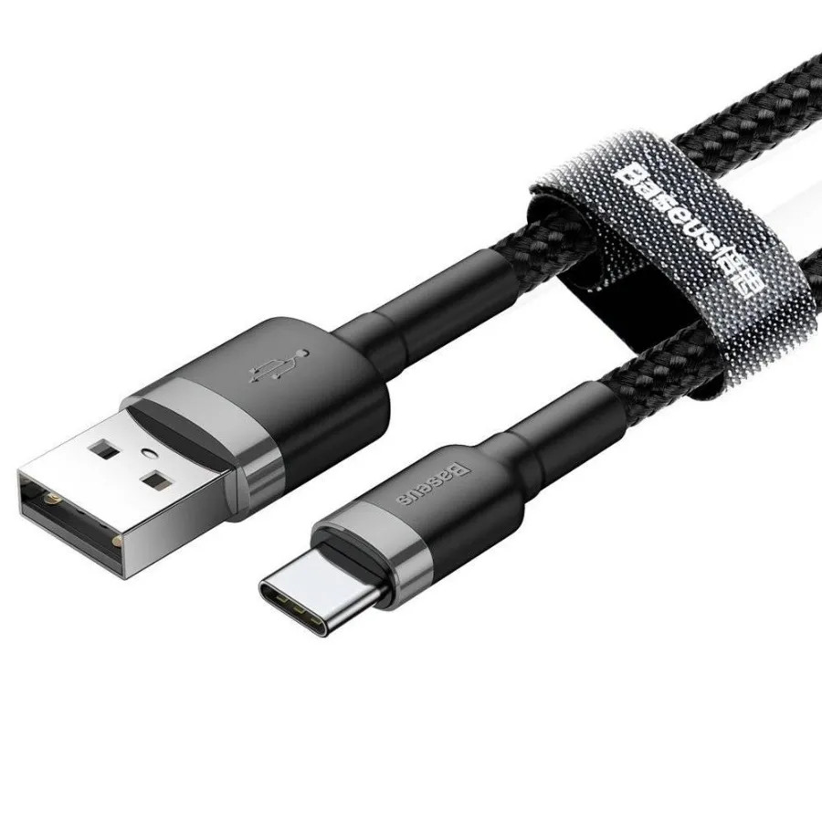 картинка Baseus Data Cable Type-C 300cm Cafule 2A CATKLF-UG1 Gray/ Black от магазина КомпьютерЦентр