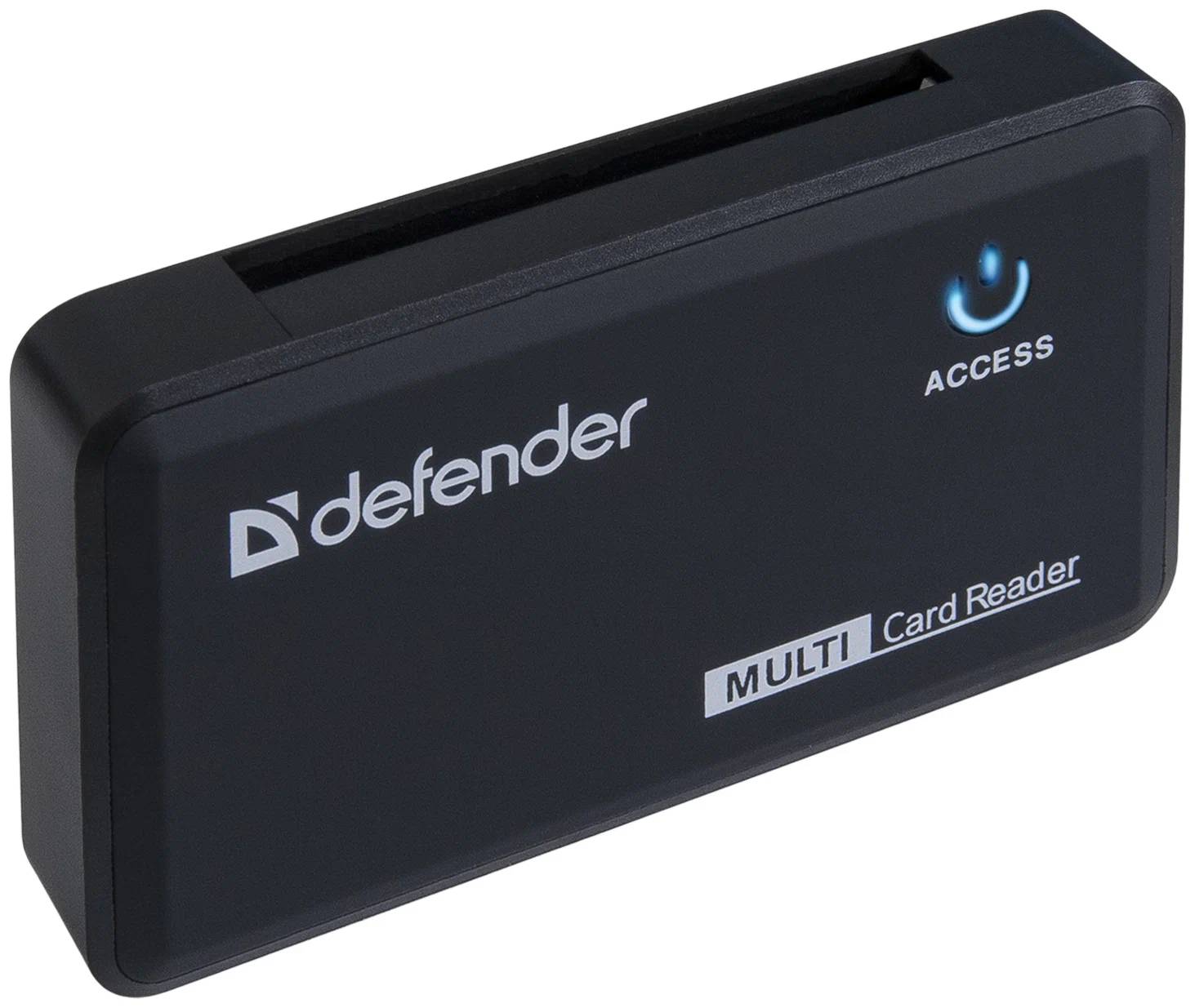 картинка CardReader внешний Defender OPTIMUS, до 4 типов карт одновременно + кабель USB 2.0 A(M) - MiniB (M) длина 1 м. (83501) от магазина КомпьютерЦентр