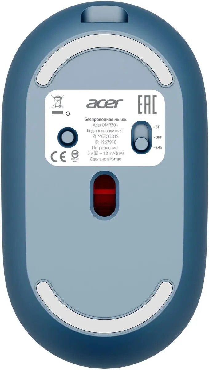 картинка Мышка Acer OMR301, оптическая, беспроводная, синий (ZL.MCECC.01S) от магазина КомпьютерЦентр