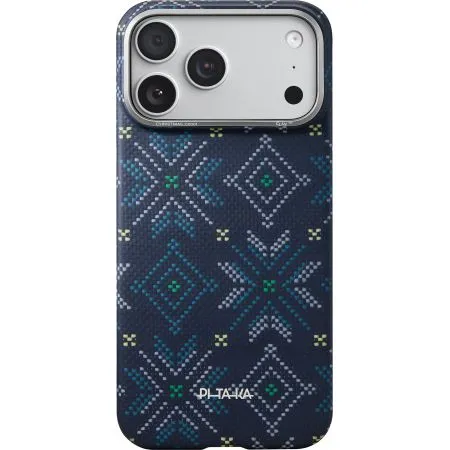 картинка Чехол PITAKA Edge (Ultra-Slim) Case для iPhone 17 Pro Max, принт зимний синий (Navy) от магазина КомпьютерЦентр