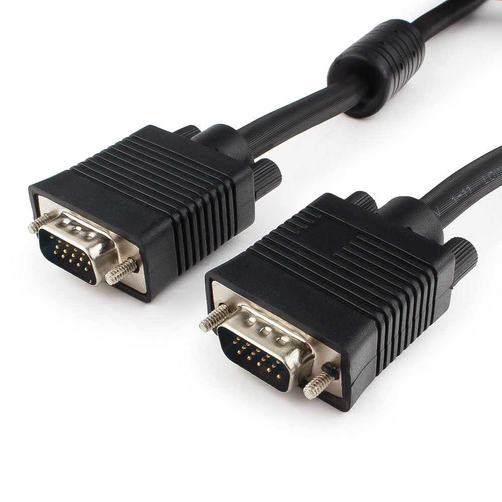 картинка Кабель CC-PPVGA-5M-B, Gembird, VGA HD15M папа/ HD15M папа, двойной экран, премиум качество, с 2-мя ферритами, 5 м, черный от магазина КомпьютерЦентр