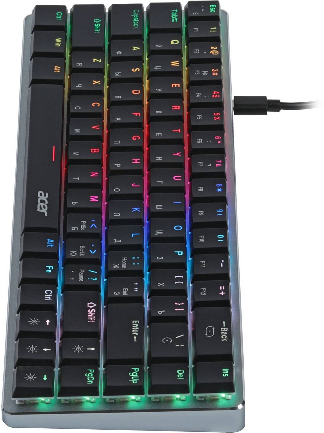картинка Клавиатура Acer OKW302 механическая серебристый USB Multimedia for gamer для ноутбука LED (ZL.KBDCC.01C) от магазина КомпьютерЦентр