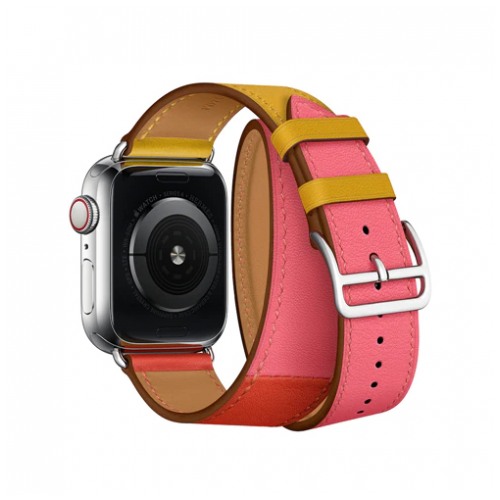 картинка Ремешок Hermes длинный (кожа) Ambre Capucine Rose for Apple Watch 40mm and 38mm  от магазина КомпьютерЦентр