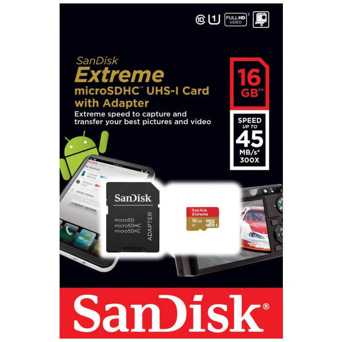 картинка Карта памяти SanDisk 16Gb microSDHC Extreme Class 10 UHS-1 (SDSDQXL-016G-G46A) от магазина КомпьютерЦентр