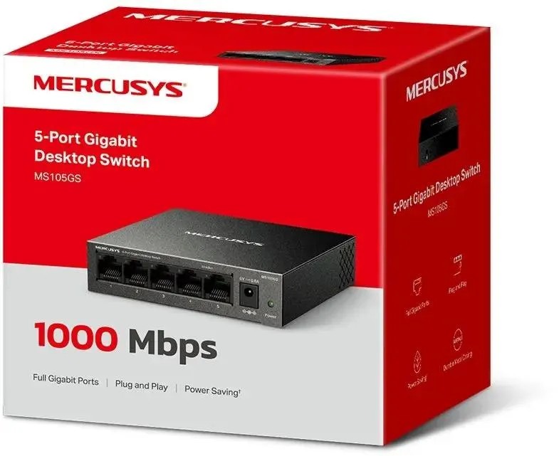 картинка Switch 5-port Mercusys MS105GS, неуправляемый 10/ 100/ 1000BaseTX от магазина КомпьютерЦентр