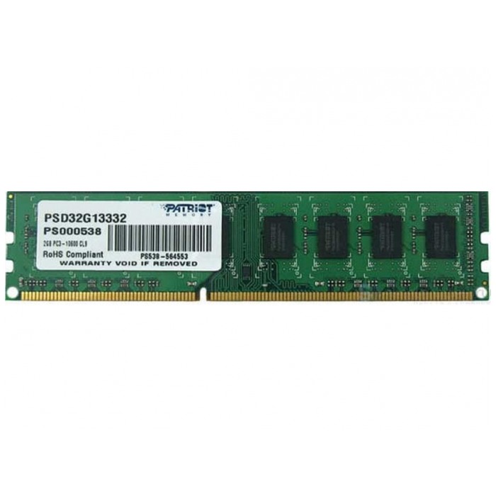картинка Оперативная память Patriot DIMM DDR3 2Gb 1333MHz PC3-10600 (PSD32G13332) от магазина КомпьютерЦентр