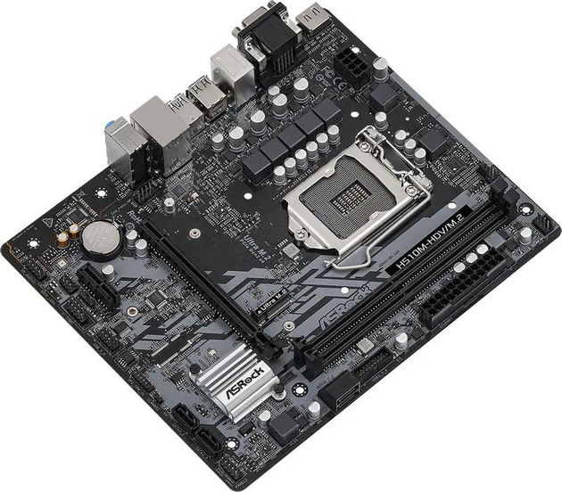 картинка Материнская плата Asrock H510M-HDV/ M.2 S1200; Intel H510; 2xDDR4, PCIe 4.0x16, PCIe 3.0x1, 4xSATA3, M.2, VGA, DVI, HDMI, mATX от магазина КомпьютерЦентр